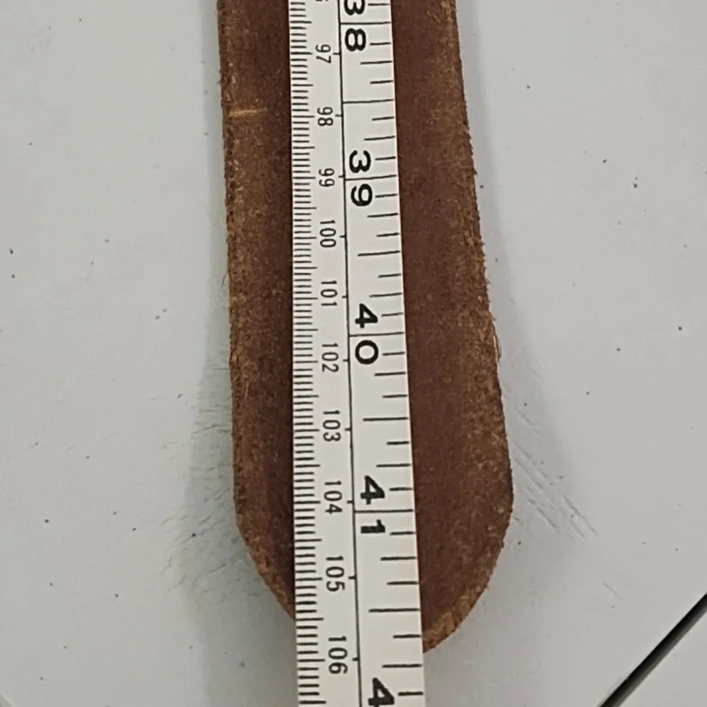 Brown Tooled Leather Belt with Coppery Metal Buckle With Rhinstones